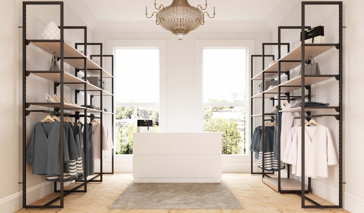 Shopfitting Display Shelving System Brooklyn | Style 4 glass | Mandai Design